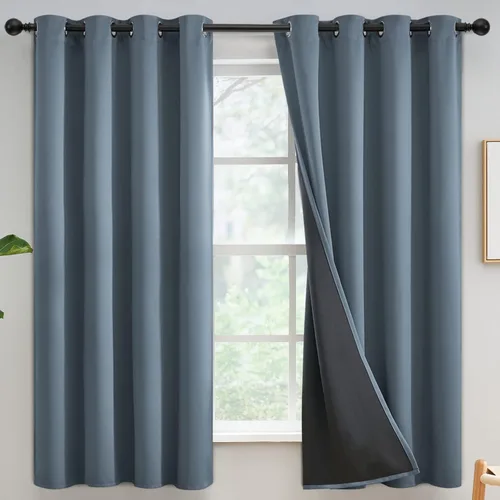 Vista 98 de Yakamok Cortinas negras, cortinas de ventana con aislamiento térmico y eficiencia energética para dormitorio, cortinas opacas completas y cortinas