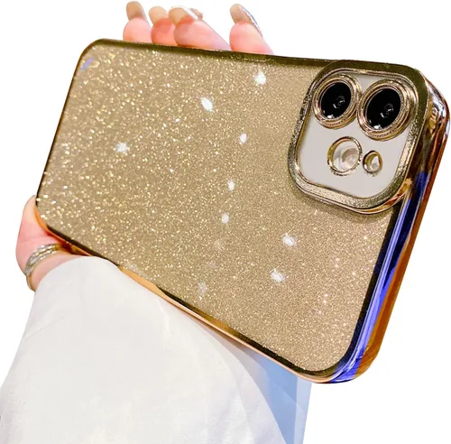 Vista 29 de Funda compatible con iPhone 11 Pro con purpurina, de lujo, linda, flexible, cubierta chapada, protección de cámara, a prueba de golpes, funda