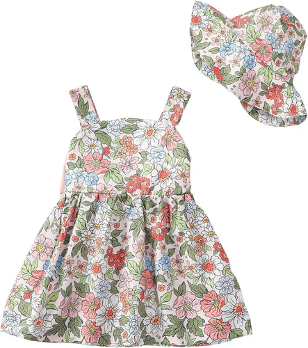 Vista 16 de Vestido para bebé recién nacida niña pequeña Vestido para niña pequeña de cuello halter sin mangas con flores Vestido de verano para niña de espalda