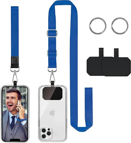 Vista 10 de Cordón cruzado para teléfono celular, correas ajustables para el cuello para el hombro con cordón de muñeca, almohadillas de sujeción para teléfono