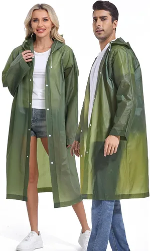 Vista 3 de 2 abrigos de lluvia de Borogo para adultos, chaquetas de lluvia reutilizables para hombres y mujeres