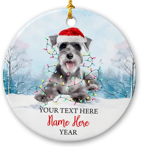 Vista 21 de Adorno de cerámica de Alaska Malamute de Feliz Navidad, decoración personalizada de Papá Noel, perro de Alaska Malamute nombre de perro, decoración