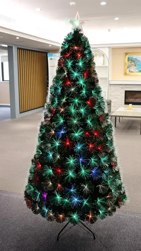 Vista 5 de Árbol de Navidad de fibra óptica LED de 7 colores con cambio de color, preiluminado (4 pies)