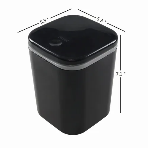 Vista 2 de Cubo de basura pequeño de 0.5 galones, cesta de basura de escritorio Negro