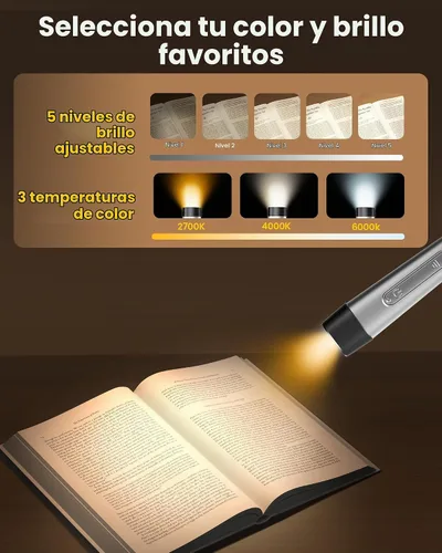 Vista 3 de Glocusent Luz de cuello con temporizador, luz de libro de 100 horas para Gris
