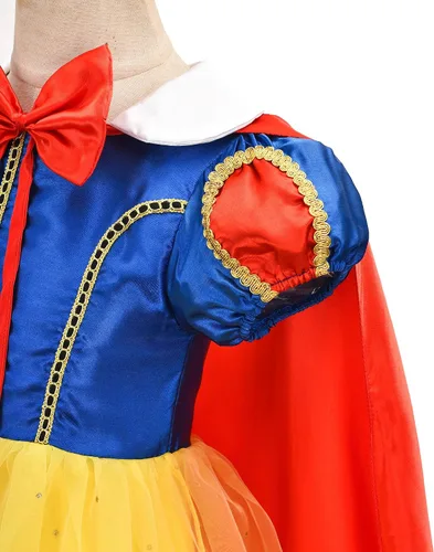 Vista 5 de GZ-LAOPAITOU Disfraz de blanco nieve para niñas, vestido de princesa blanco nieve con accesorios