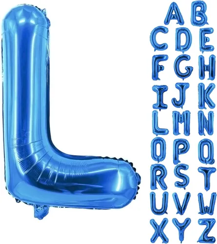 Vista 78 de Globos de letras azules de 40 pulgadas, globo grande del alfabeto de aluminio de Mylar para decoración de cumpleaños, boda, aniversario, graduación