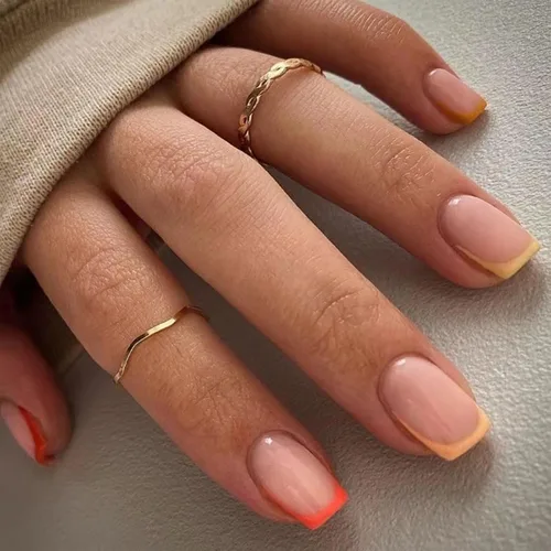 Vista 29 de Uñas postizas a presión de mariposa - Uñas falsas cortas cuadradas con diseños en relieve 3D, punta francesa blanca, acabado mate, acrílico rosa