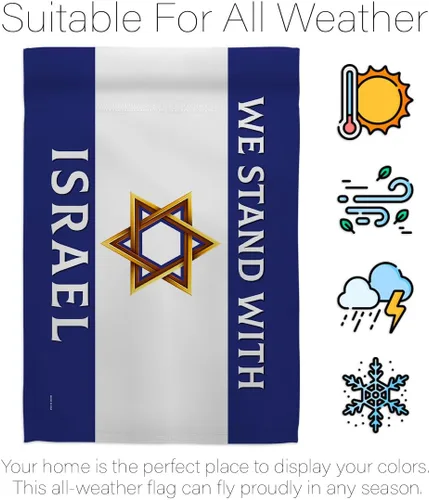 Vista 6 de Israel Flag We Stand with Israel American Flags Pack Tapiz Wall Room - Póster al aire libre Bandera de Israelí Campsite Home Banner