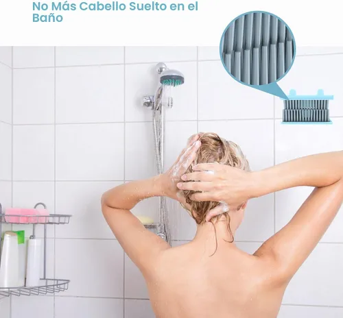 Vista 6 de Atrapapelos, Colector de Cabello Reutilizable para Pared de Ducha, Trampa de Cabello para Protector de Drenaje, Atrapapelos de Silicona para Baño