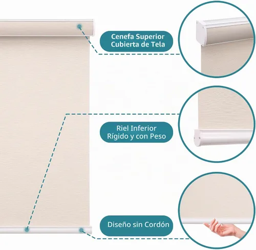 Vista 5 de Changshade Cortinas enrollables de tamaño personalizado con cordón, persianas enrollables para ventanas con filtro de luz y aislamiento térmico