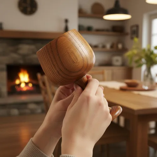 Vista 7 de I-MART Copa de cáliz de madera hecha a mano de 5 onzas de madera de azufaifo para copas de comunión, copa de cáliz de madera para iglesias, hogar