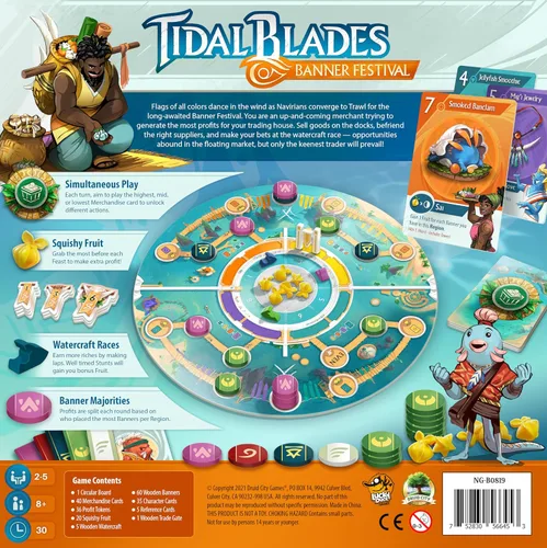 Vista 3 de Lucky Duck Games Tidal Blades: Banner Festival, emocionante juego de mesa de aventura con impresionantes obras de arte. Juego de estrategia