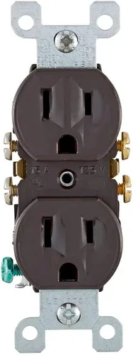Vista 5 de Leviton Receptáculo dúplex de 15 amperios, 125 voltios, grado residencial, conexión a tierra, todos los tornillos retrocedidos, 5320-ECP, negro
