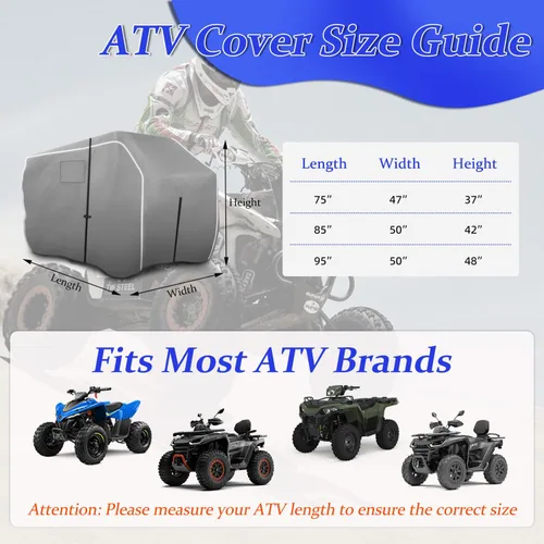 Vista 7 de Cubiertas impermeables para cuatrimoto al aire libre, resistente, cubierta de ATV 600D resistente a los rayos UV, a prueba de desgarros, con correas