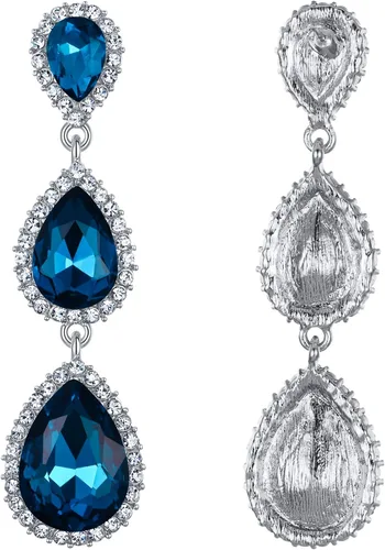Vista 126 de EleQueen Pendientes de cristal austriaco en tono dorado para mujer, forma de pera de 2.5 pulgadas, color esmeralda