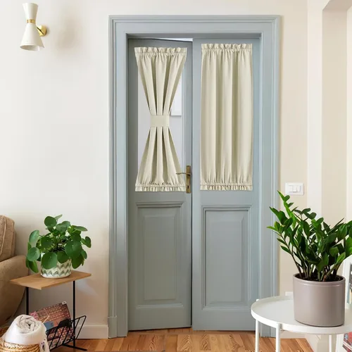 Vista 122 de NICETOWN Cortinas de Lino para Puerta Lateral - Cortinas Opacas con Aislamiento Térmico para Puerta Delantera Francesa para Sombra Pequeña