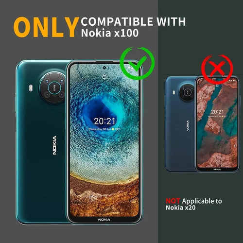 Vista 2 de Funda para Nokia X100, protección de grado militar a prueba de golpes, con protector de pantalla HD de vidrio templado y soporte compatible