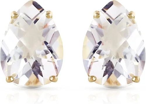 Vista 3 de Galaxy Gold GG 10 pendientes de oro sólido de 14 quilates con clip francés. Topacio blanco natural