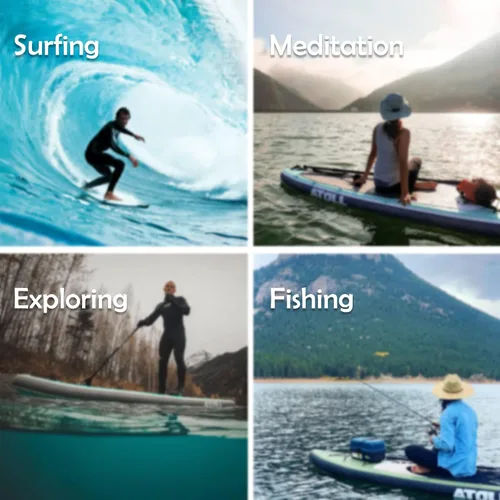 Vista 4 de Atoll Inflatable Paddle Board with Premium SUP Stand Up Paddle Board Accessories & Back Pack, Non-Slip Comfort Deck for Unisex Adult