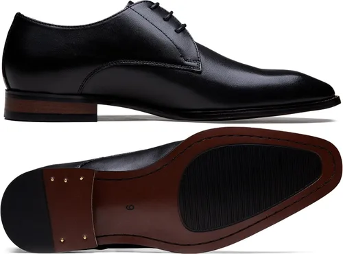 Vista 4 de Jousen Zapatos de vestir para hombre, zapatos de cuero formales Oxford Derby, zapatos de vestir retro Brogue Wingtip para hombres