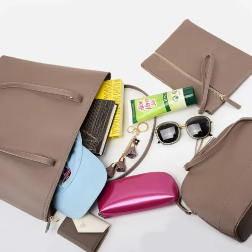 Vista 6 de Juego de 4 bolsas de mano para mujer bolsa de hombro con asa superior bolsa de mano