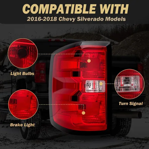 Vista 2 de Conjunto de luz trasera compatible con Chevy Silverado 1500 2500HD 3500HD 2014-2018, GMC Sierra 3500HD lado izquierdo