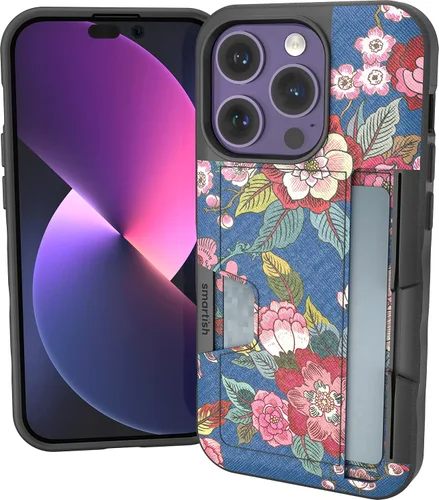 Vista 18 de Smartish Funda tipo cartera para iPhone 11 Pro - Wallet Slayer Vol. 2 [soporte protector delgado] tarjetero (seda) - Black Tie Affair