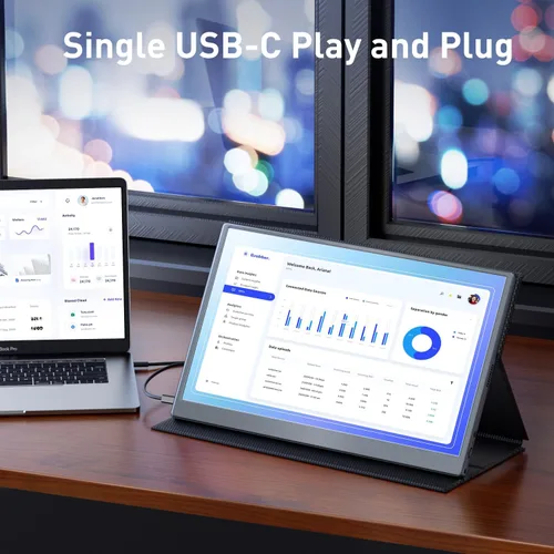 Vista 3 de cocopar Monitor portátil de 15.6 pulgadas 1080P 60Hz 60% sRGB IPS Monitor de viaje con USB-C HDMI pantalla portátil para laptop MacBook Surface PC