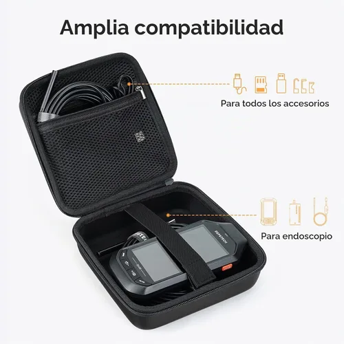 Vista 2 de DEPSTECH Funda original para endoscopio, bolsa de transporte inalámbrica para boroscopio con WiFi y cámaras de alcance USB, funda rígida de gran