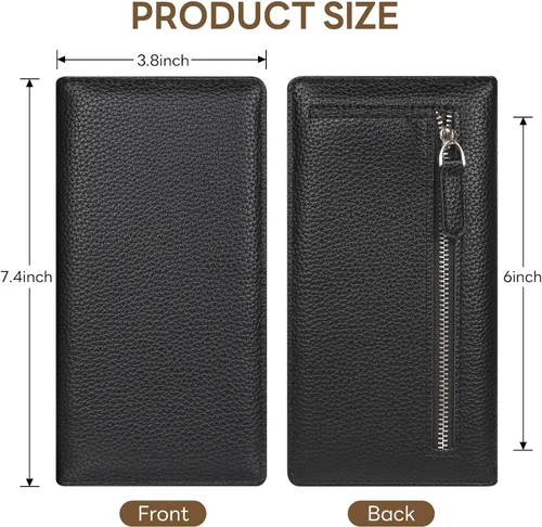 Vista 7 de Billetera para mujer, billetera RFID extradelgada, bolso plegable de cuero, con 11 ranuras para tarjetas y ventana de identificación, lindo monedero