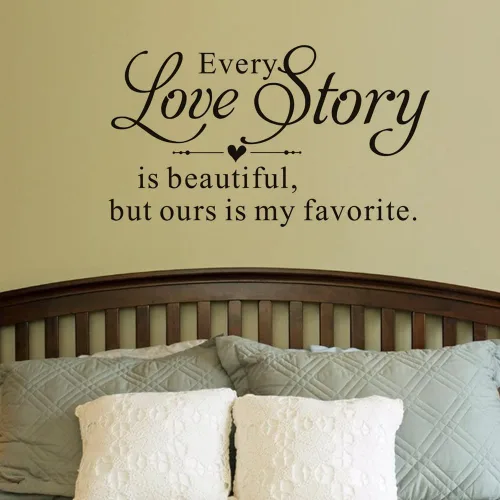 Vista 3 de Every Love Story is Beautiful, but Ours is My Favorite - Calcomanías de pared con letras para pared, calcomanías de pared para dormitorio, sala