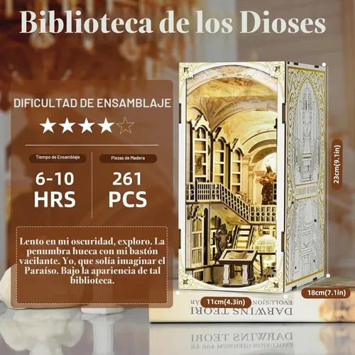 Vista 2 de CCCDF Kit de Rincón de Libros, Kit de Casa de Muñecas en Miniatura DIY, Rompecabezas de Madera 3D Sujetapuntas Inserto de Estantería Decorativo