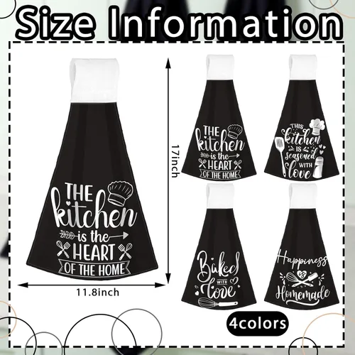Vista 4 de Sratte Juego de 4 toallas de cocina divertidas con citas divertidas, juego de toallas de mano divertidas con lazo para colgar, toalla de cocina