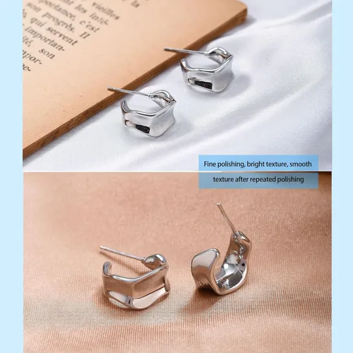 Vista 3 de Aretes de aro gruesos de oro para mujer, chapados en oro de 14 quilates y plata, aretes geométricos, aretes colgantes de nudo de moda