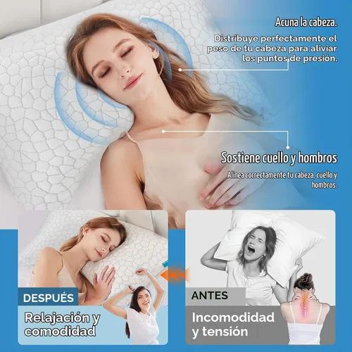 Vista 8 de Almohadas para dormir de lado para adultos, almohada cervical para dormir de lado, almohada refrescante con diseño ergonómico, almohadas ajustables