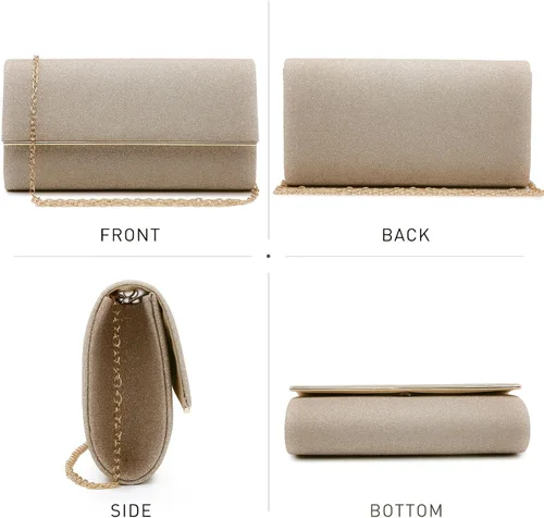Vista 3 de Dasein Bolso de noche para mujer, bolso de mano con purpurina para boda, bolso de novia brillante para cóctel, fiesta, baile de graduación