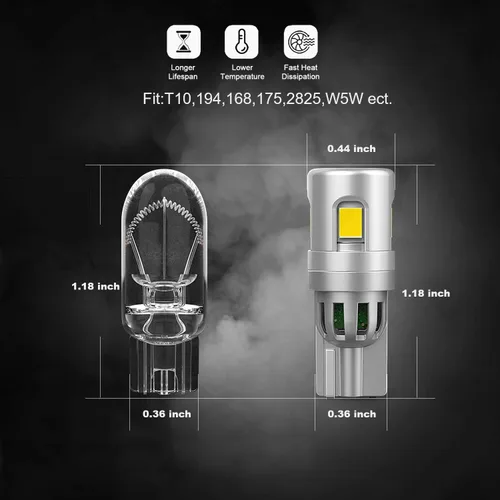 Vista 3 de Bombillas LED blancas de alto rendimiento 5GS 1:1 3030-5SMD 194 168 2825 W5W T10 Brgiht White