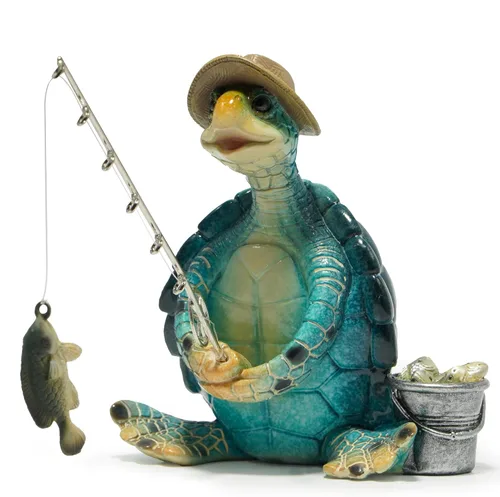 Vista 10 de Hodao Figuras de pesca de oso negro, decoración de oso de verano, manualidades para decoración de escritorio de oficina en casa, estatua