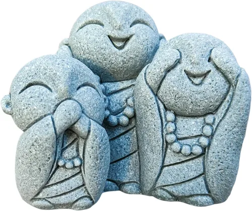 Vista 11 de livelyfish Estatua de monje rezante de Bosatsu de Bosatsu japonés de Buda Bosatsu Feng Shui, piedra arenisca feliz/sonriente en miniatura, adorno