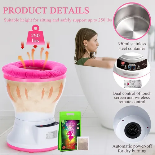 Vista 3 de Yoni - Kit de vapor, asiento de vapor inteligente con cojín y hierbas humeantes (20 bolsas), kit V Steam at Home Steam Pot para mujeres, salud