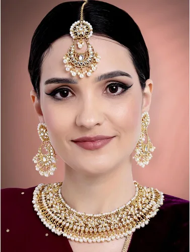 Vista 2 de Aheli Indian Ethnic Wedding Wear Necklace Set