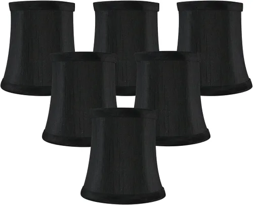 Vista 6 de Pantalla de lámpara de araña de seda sintética azul individual – forma de campana suave, ajuste de clip para bombillas de candelabro, 3.5 x 4.5 x