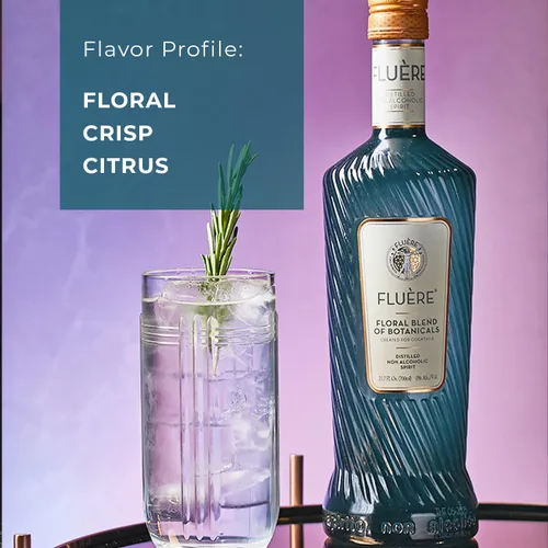 Vista 2 de FLUÈRE Mezcla botánica floral Alternativa a la ginebra Espíritu destilado sin alcohol prémium Alternativa de alcohol sin alcohol para cócteles