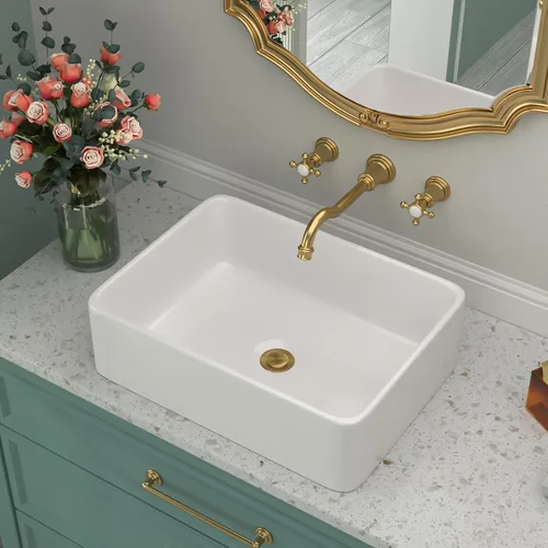 Vista 25 de Fregadero redondo de cerámica blanca de 13 pulgadas con forma ovalada de porcelana sobre mostrador, fregadero de arte moderno Beslend 13 Inch