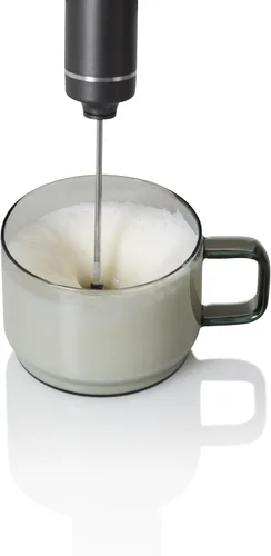 Vista 4 de AdHoc Moro - Espumador de leche Batidor eléctrico de mano Cabezal de batidor de acero inoxidable Funciona con pilas Gris Espuma perfecta