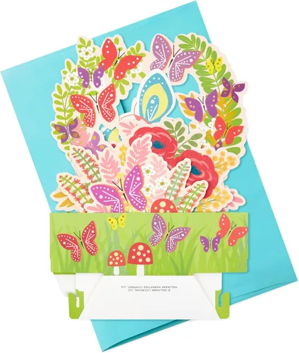 Vista 7 de Hallmark Paper Wonder - Tarjeta desplegable para cumpleaños, pensando en ti, felicitaciones o cualquier ocasión (flores y mariposas)