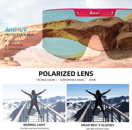 Vista 5 de Bevi Lentes de sol deportivos polarizados con marco TR90 duradero y flexible ultraligero para hombres y mujeres correr conducir ciclismo