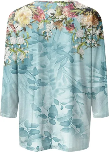 Vista 163 de Camisetas personalizadas para mujer, a la moda, casual, de séptima manga, estampada, cuello redondo, camiseta