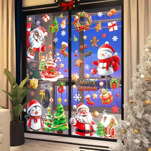 Vista 9 de Adhesivos navideños y calcomanías de Navidad para decoración de ventanas